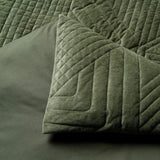 Bianca Navarro Olive Soft Velvet Geometric Quilt Cover Set Queen V442-BCA-QUILTCS-NAVARRO-OLIVE-QS