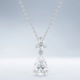 Elegant Moissanite Pendant Necklace with Round and Pear Cut Stones, Anti-Tarnish Silver Finish, V1341-ZY-UQBE7E59-MOISSANITE-PREMIUMS925