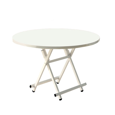 SOGA White Dining Table Portable Round Surface Space Saving Folding Desk Home Decor TABLERD722