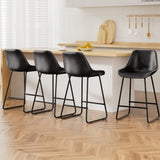 Artiss 4x Bar Stools Leather Padded Metal Legs Black BA-TW-8068-BKX4