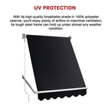 Retractable Fixed Pivot Arm Window Awning Patio Garden Blinds 2.4m x 2.1m Black V63-842711