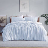 Ardor Frankie Blue Stripe Yarn Dyed Reversible Quilt Cover Set King V442-INT-QUILTCS-FRANKIESTRIPE-BLUE-KI