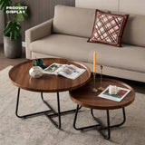 Removable Set of 2 Round Coffee Table Walnut Nesting Side End Table Furniture V488-TBLRC-WL