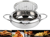 Japanese Style Mini Stainless Steel Frying Pot with Thermometer Induction Cooker CompatibleS 20cm V1294-YM0901-3118200163111