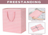 2 Pack Thin Stripe Laundry Hamper with Handles, Pink 75L V1237-ZY00B0DGKS7S6B