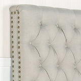 Bed Head King Size French Provincial Headboard Upholsterd Fabric Beige V43-BED-SENKBEG