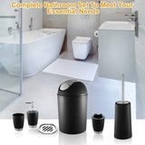 6 bathroom accessories, plastic bathroom set soap dispenser toothbrush holder, black V1370-AZ4-16618