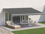 Instahut Retractable Folding Arm Awning Manual Sunshade 3.5M X 3M Grey AWN-B-ARM-35X30-GREY