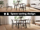 Artiss Dining Table and Chairs Set 5pcs with Extendable 60-120cm Drop-Leaf Table Brown DSET-D-BH07-BR-AB