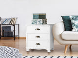 Artiss Bedside Table 3 Drawers Vintage - THYME White ST-CAB-B-3D-WH
