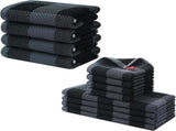 Homaxy 100% Cotton Waffle Weave Check Plaid Kitchen Towels, 13 x 28 Inches, 4-Pack, White & Black V1258-DP02-F-160