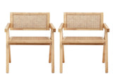 Artiss 2x Dining Chairs Wooden Rattan Seat Rubber Wood Frame DINC-L-RAT-WDX2