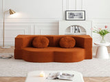 Convertible Folding Sofa Bed / Plush Corduroy Loveseat Couch - Orange V1316-W2353P379629