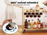 Artiss Bar Cart Drinks Trolley Serving Wine Rack Glass Holder Marble 85cm Gold FUR-Z-BC-PB-80