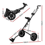 Everfit Golf Buggy Quick Folding Trolley Golf Cart Trolley 2 Wheels Cup Holder GOLF-A-BUGGY-2-BK