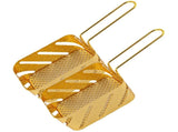 2Pcs Metal Fry Basket with Handle Golden Color Strainer for French Fries V1369-AZ3-W-09041
