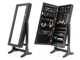 Mirror Jewellery Cabinet Organiser 2 Drawers LOWE 146cm BLACK V274-FT-2D-146BK
