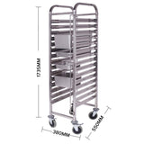 SOGA Gastronorm Trolley 15 Tier Stainless Steel Bakery Trolley Suits GN 1/1 Pans GASTRONORMRACKINGTROLLEY304
