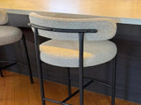 Sleek White Quartz Metal Boucle Elsa Bar Stools V264-DNC-417B-MCR-02-1