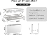 CARLA HOME 2-Tier Dish Drying with Drainage Tray, Utensil Holder, Cup Hooks & Cutting Board LSB-36168