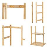 Bamboo Coat Stand Clothes Rack with Garment Shelf, Hanging Rail and Hooks V767-JJ-ZY212-G2