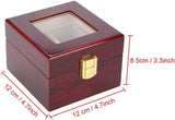 Wooden Watch Box, 2 Slots Storage Case Organizer Beige Soft Flannel Lining Red Box for Men with V1259-DP01-A-785