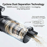 Black Cordless Handheld Vacuum Cleaner with 5 Brush Attachments & LED Light for Home Car - 18KPA V888-ELOSUNG52042