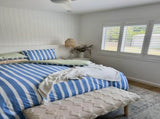 100% Cotton Duvet Quilt Cover Set w/ 2 Pillow Cases in Reversible Blue/Green/White Stripe - Double V563-BLUSTRP_DVT-DOUBLE