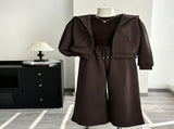 Women Chestnut Brown Basic 2-Piece Tracksuit, Lightweight Comfort Outfit Size L, Versatile Daily V1221-XM-LB5025-ZS141