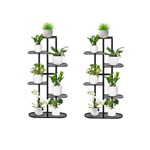 SOGA 2X 6 Tier 7 Pots Black Metal Plant Rack Flowerpot Storage Display Stand Holder Home Garden FPOTH21X2