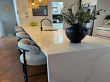 Sleek White Quartz Metal Boucle Elsa Bar Stools V264-DNC-417B-MCR-02-1