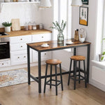 Set of 2 Bar Stools with Sturdy Steel Frame Rustic Brown and Black 65 cm Height V178-11109