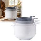 Nesting Plastic Mixing Bowls, 4 Piece Nesting Plastic Mixing Bowl Set with Pour Spouts and Handles, V1370-AZ4-12495