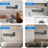 Wall Mounted Clothes Drying Rack, Indoor And Outdoor Foldable Clothes Dryer, Aluminum - Silver V1188-MS-227-2170