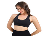 2-Pack Black High-Support Shockproof Sports Bra - Women's Backless Yoga Running Vest with V888-ELOSUNG39884