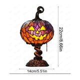 Pumpkin Table Lamp for Halloween Decor, Faux Stained Glass Pumpkin Light for Bedroom Nightstand V1192-AZ-W-26474