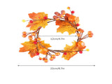 6 Pcs Artificial Maple Leaf Candle Ring Pumpkins Berries Maple Leaves Autumn Candle Wreath for Up to V1294-YM0901-210609XU052