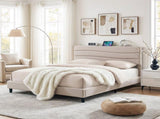 Artiss Queen Bed Frame with Storage Adjustable Headboard Platform Base Linen Fabric Charging Ports BFRAME-H-COZEY-Q-BG-AB