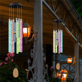 Solar Wind Chimes for Outside,37 Inch Memorial Wind Chimes Gifts for Mom Grandma, 6 LED Tubes Color V1192-AZ-W-2762
