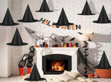 24 PCS Halloween Witch Hats, Black Hanging Witch Hats Porch Yard Decor Witch Costume Accessories V1107-129-24162-BLK-24PCS