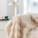 Pink 130*160cm Plush Toscana Rabbit Hair Throw Blanket - Soft Flannel Fleece for All Seasons, V888-ELOSUNG18057