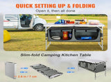 Camping Kitchen Table, Quick set-up Folding Camping Table with A Carrying Bag, 3 Adjustable Heights, V952-CWJKYDCFHSHSB10K7V0