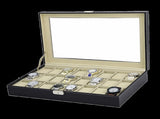 Watch Box - 24 Slot Luxury Display Case With Framed Glass Lid V63-826141
