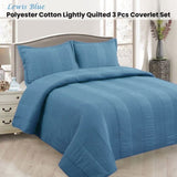 Lewis Blue 3 Pce Lightly Quilted Polyester Cotton Coverlet Set Queen V442-STT-COVERLET-LEWIS-BLUE-QS