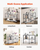 VEVOR 3-Tier Glass Console Table, Modern Rectangle Sofa Side Table with Tempered Glass Top and Iron V952-JSXGZ40YCHSB5940M001V0