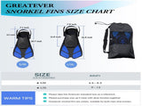 Blue Adjustable Open Heel Snorkel Fins, Travel-Size Short Swim Flippers for Snorkeling, Diving & V1107-ADJUSTABLE OPEN HEEL SNORKEL FINS1-S