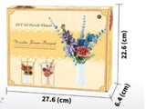 Blue DIY 3D Wooden Flower Bouquet Puzzle Set with Vase - Craft Kit for Kids and Adults V888-ELOSUNG33043