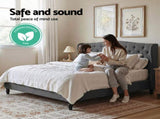 Artiss Queen Bed Frame with Wingback Headboard Grey Linen Upholstered Platform Bed Base BFRAME-G-PIER-Q-GY-ABC