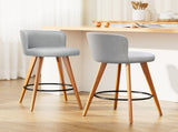 Artiss 2x Bar Stools Linen Padded Wooden Grey BA-TW-8126-LI-GYX2