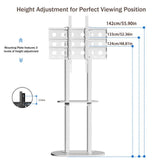 40-75" Heavy Duty Floor Tv Stand W/ Marble Shelf Adjustable Height Mount Bracket V767-U-Z1318-WT